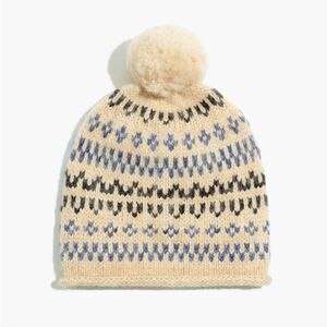 Madewell Pom Pom Fair Isle Beanie Wool Hat